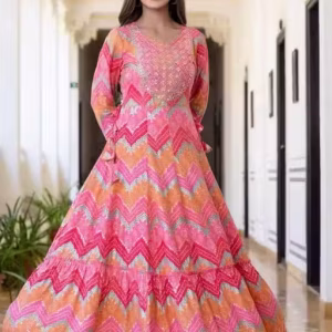 EMBROEDARY RAYON ANARKALI LONG KURTI