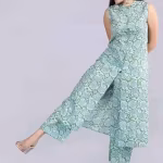 Stylish Rayon Printed sleeveles Kurta With Palazzos Set For Women