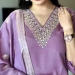 Women's Onian Colour Rayon Slub Embroidered Straight Kurta Pant with Dupatta