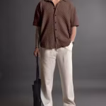 Casual Knit Shirt for Mens Stylish Half Sle