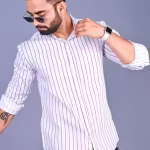Men’s Polycotton Striped Shirt – Regular Fit, Full Sleeves, Trendy Daily Wear